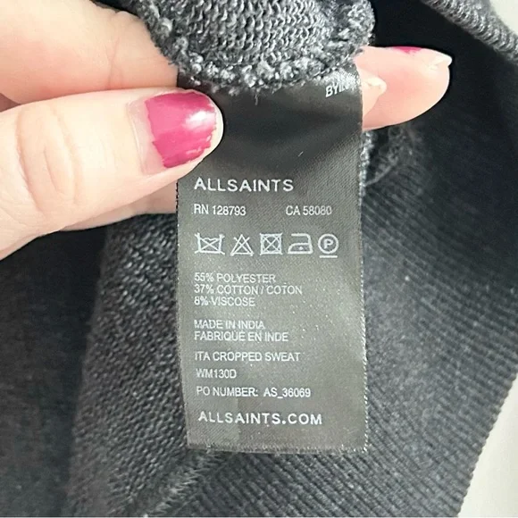 All Saints Womens Spitalfields Chain Collar Crew Neck Sweater in Charcoal size 2 - Picture 8 of 10